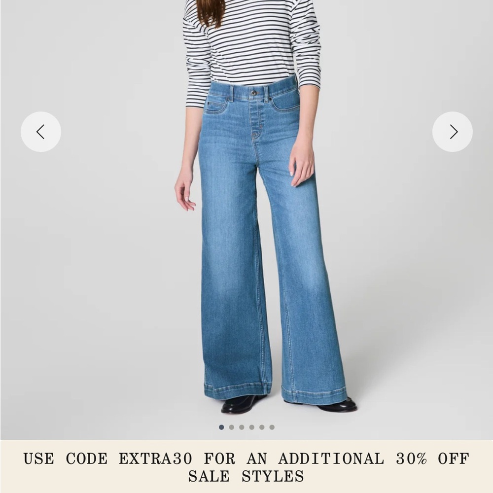 NWT- Spanx Shape Original Wide-Leg Jeans size 2X reg.-Stonewashed Blue